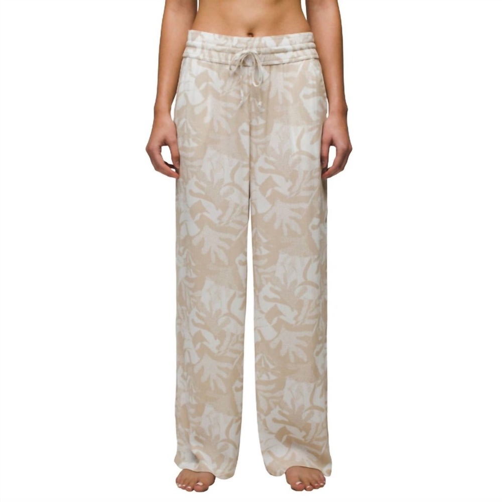 Prana Tropical Print Drawstring Waist Stretchy Flowy Wide-Leg Pull On Pant |XL| - Picture 2 of 10